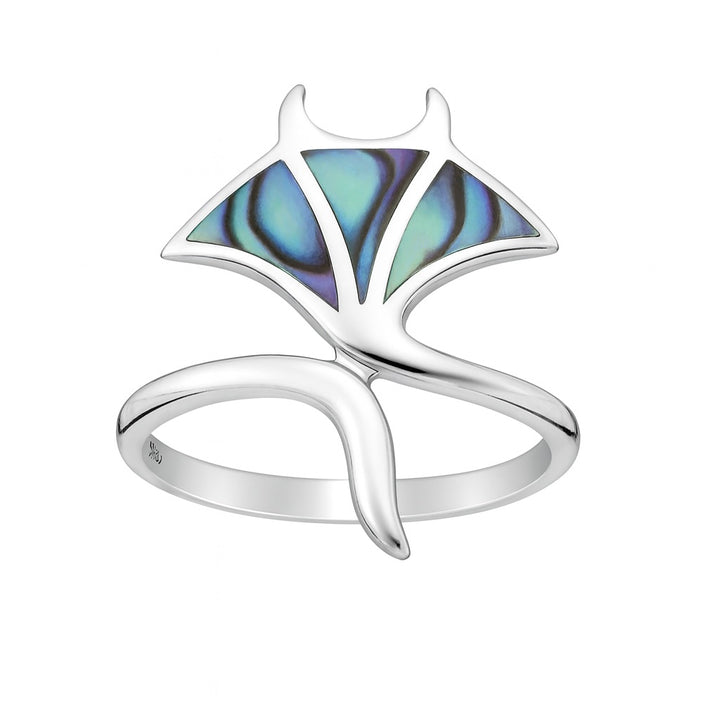 Abalone (Paua Shell) Manta Ray Ring - Sterling Silver