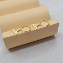 Load image into Gallery viewer, Gold Whale Tail Hoop Earrings, Whale Lover Gift, Ocean Huggie Earrings, Gold Beach Jewellery, Small Hoop Earrings, Dainty Earrings, Whale Fluke, Mermaid Jewellery, Ocean Lover Gift, Dolphin Fluke, 