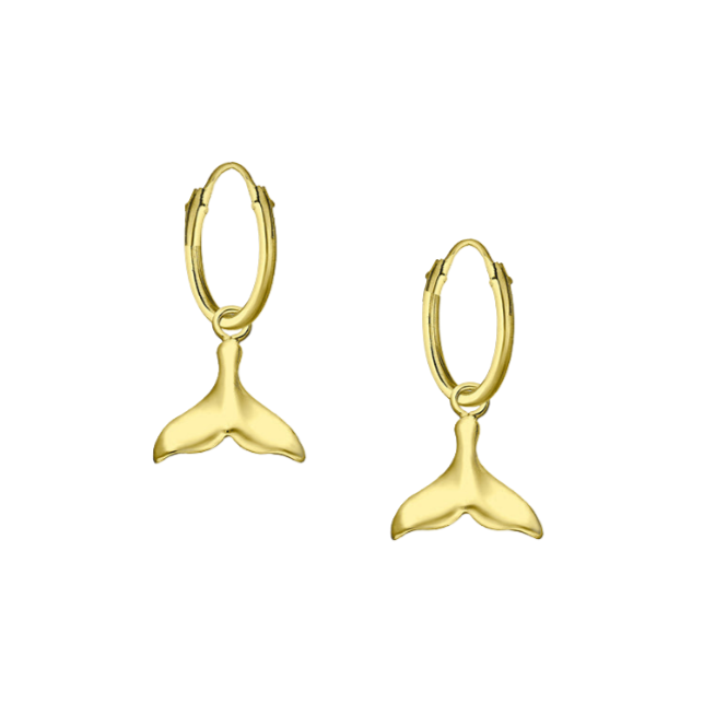Gold Whale Tail Hoop Earrings, Whale Lover Gift, Ocean Huggie Earrings, Gold Beach Jewellery, Small Hoop Earrings, Dainty Earrings, Whale Fluke, Mermaid Jewellery, Ocean Lover Gift, Dolphin Fluke, 