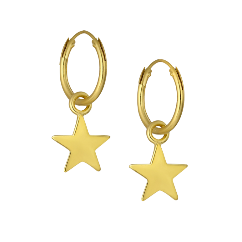14k Gold Star Hoops