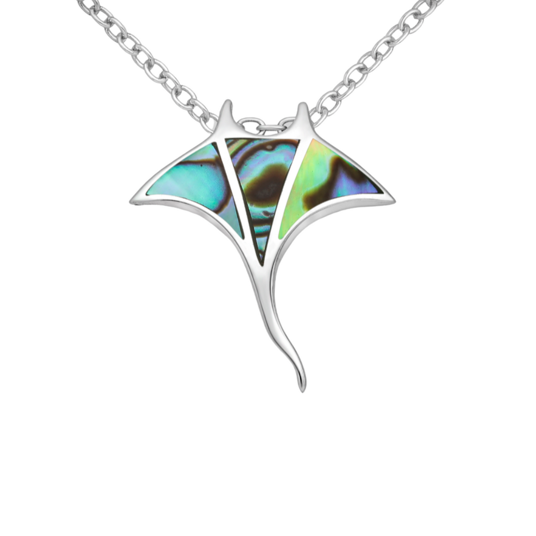 Paua Shell Manta Ray Necklace