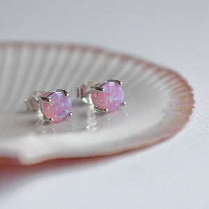 Pink Opal Ear Studs