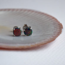 Load image into Gallery viewer, Red Opal Ear Studs