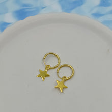 Load image into Gallery viewer, 14k Gold Star Hoops