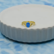 Load image into Gallery viewer, Gold Celtic Blue Lab-Opal Ring