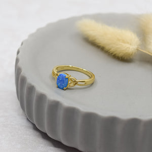 Gold Celtic Blue Lab-Opal Ring