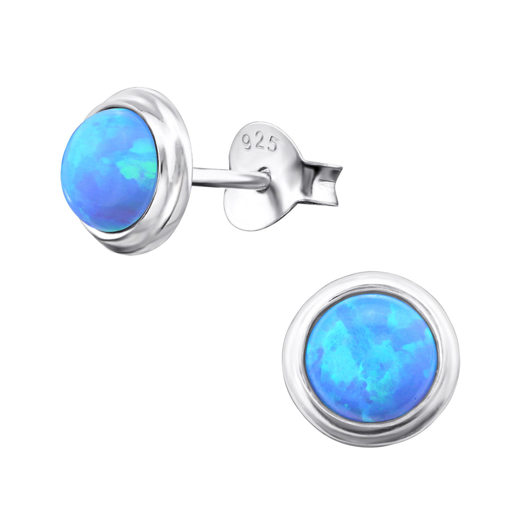 Blue Opal Ear Studs