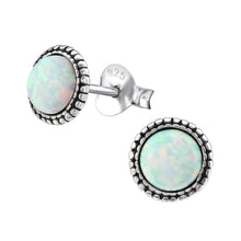 Load image into Gallery viewer, White Opal Beaded Ear Studs