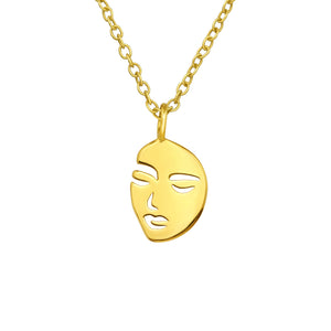 Gold Abstract Face Necklace