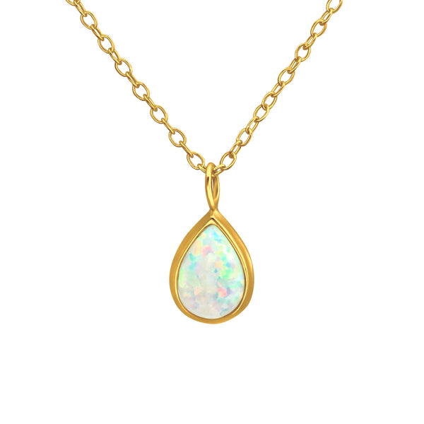 Gold Petite White Opalite Necklace