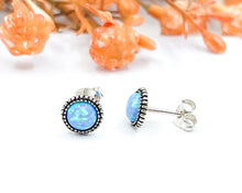 Load image into Gallery viewer, Blue Opal Beaded Ear Studs