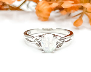 Celtic White Opal Ring