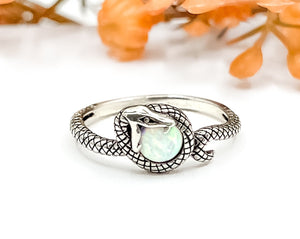 Snake and White Opal Ring