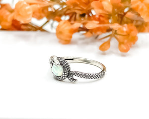 Snake and White Opal Ring