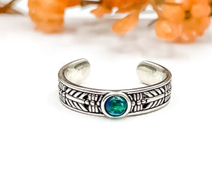 Green Opal Patterned Toe Ring - Midi Ring