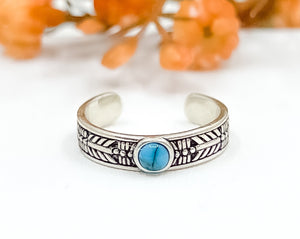 Turquoise Patterned Toe Ring - Midi Ring