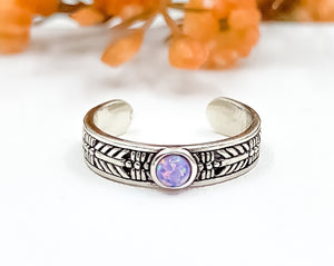 Patterned Pink Opal Toe Ring