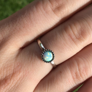White Opal Beaded Ring
