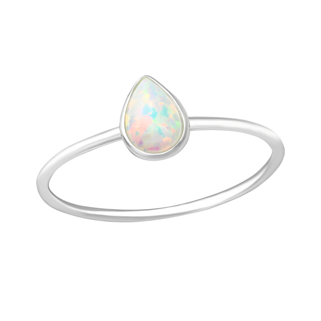Dainty White Opal Ring