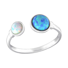 Load image into Gallery viewer, Blue and White Opal Adjustable Ring