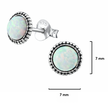 Load image into Gallery viewer, White Opal Beaded Ear Studs