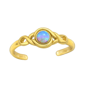 Gold Blue Opal Toe Ring