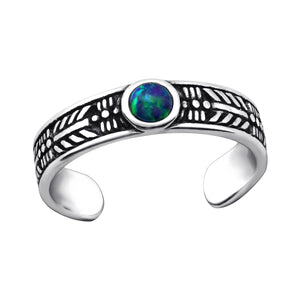 Green Opal Patterned Toe Ring - Midi Ring
