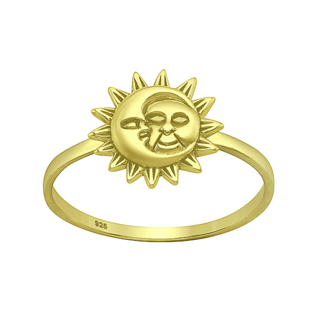 Gold Sun and Moon Ring