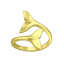 Load image into Gallery viewer, Gold Whale Tail Ring, Ocean Lover Gift, Beach Jewellery, Whale Jewellery