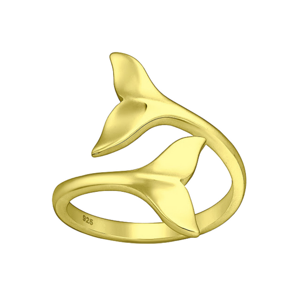 Gold Whale Tail Ring, Ocean Lover Gift, Beach Jewellery, Whale Jewellery
