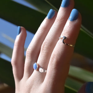 Blue and White Opal Adjustable Ring