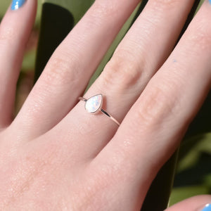 Dainty White Opal Ring
